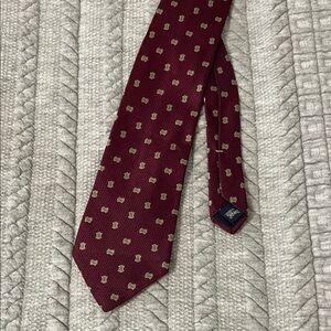Burberry London Burgundy and Gold Geometric Pattern Men's Tie